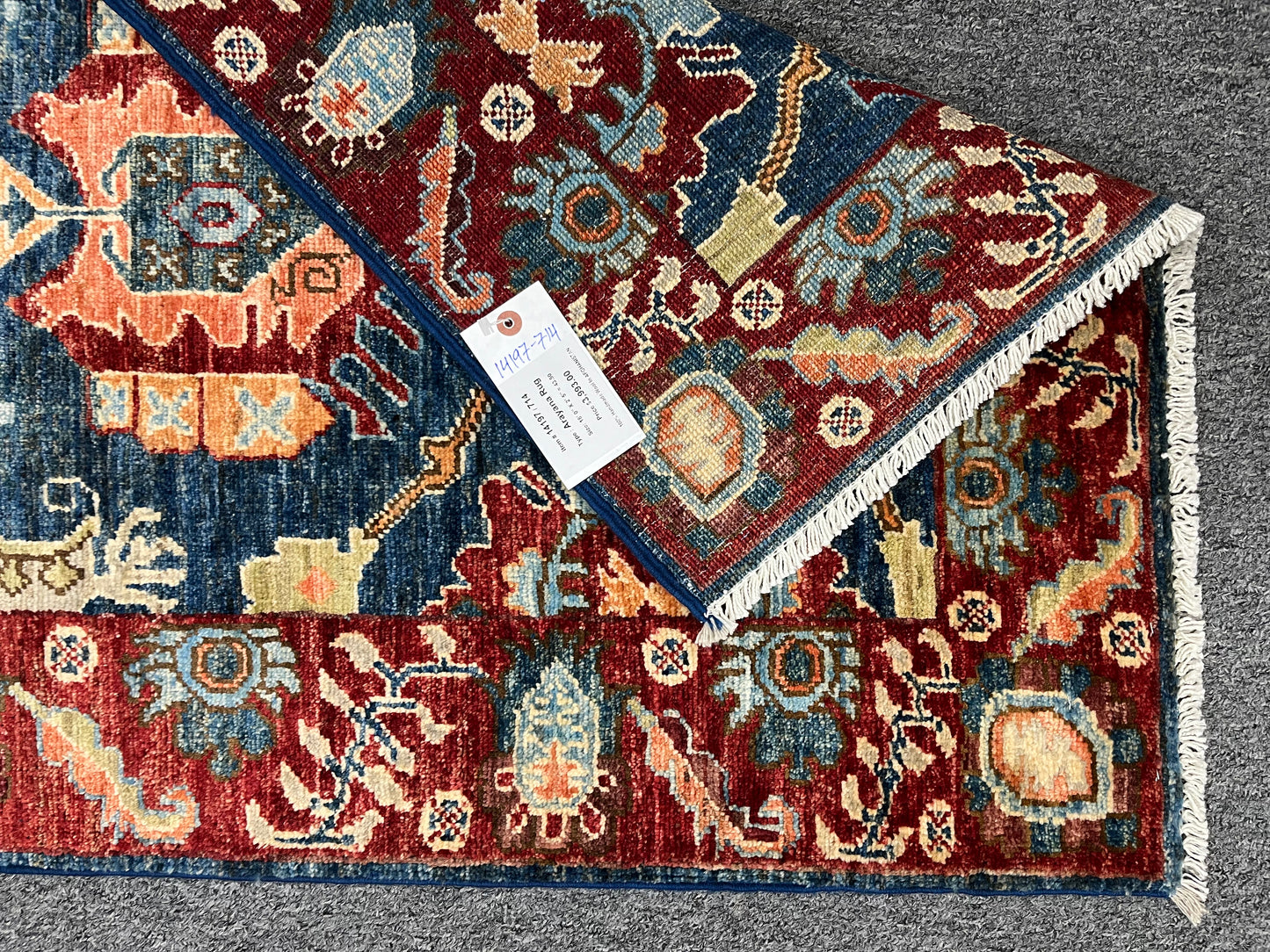 2' 5"X18 Afghan Bijar Handmade Wool Runner Rug # 14197