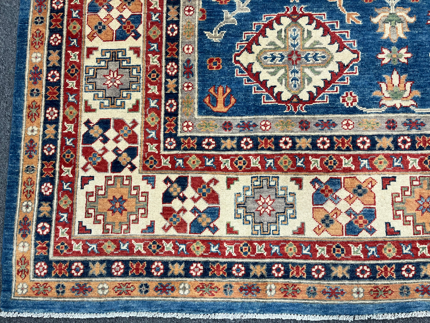 Kazak Light Blue 9X12 Handmade Wool Rug # 13711