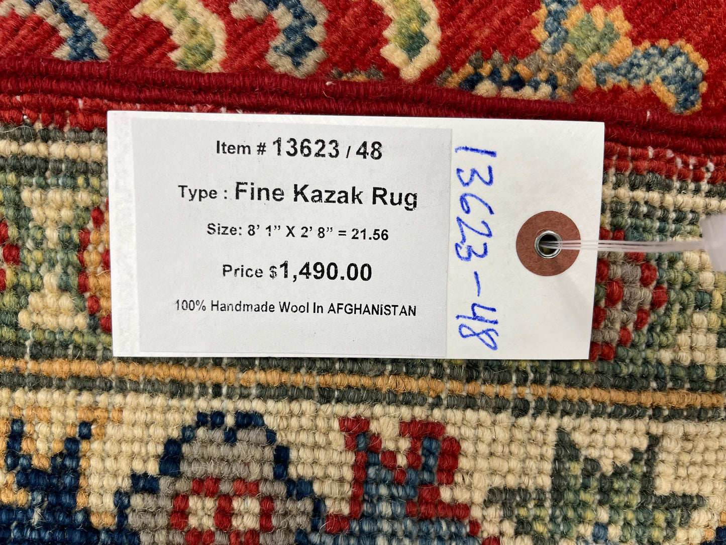 Kazak Red 2' 8"X8' Handmade Wool Runner Rug # 13623