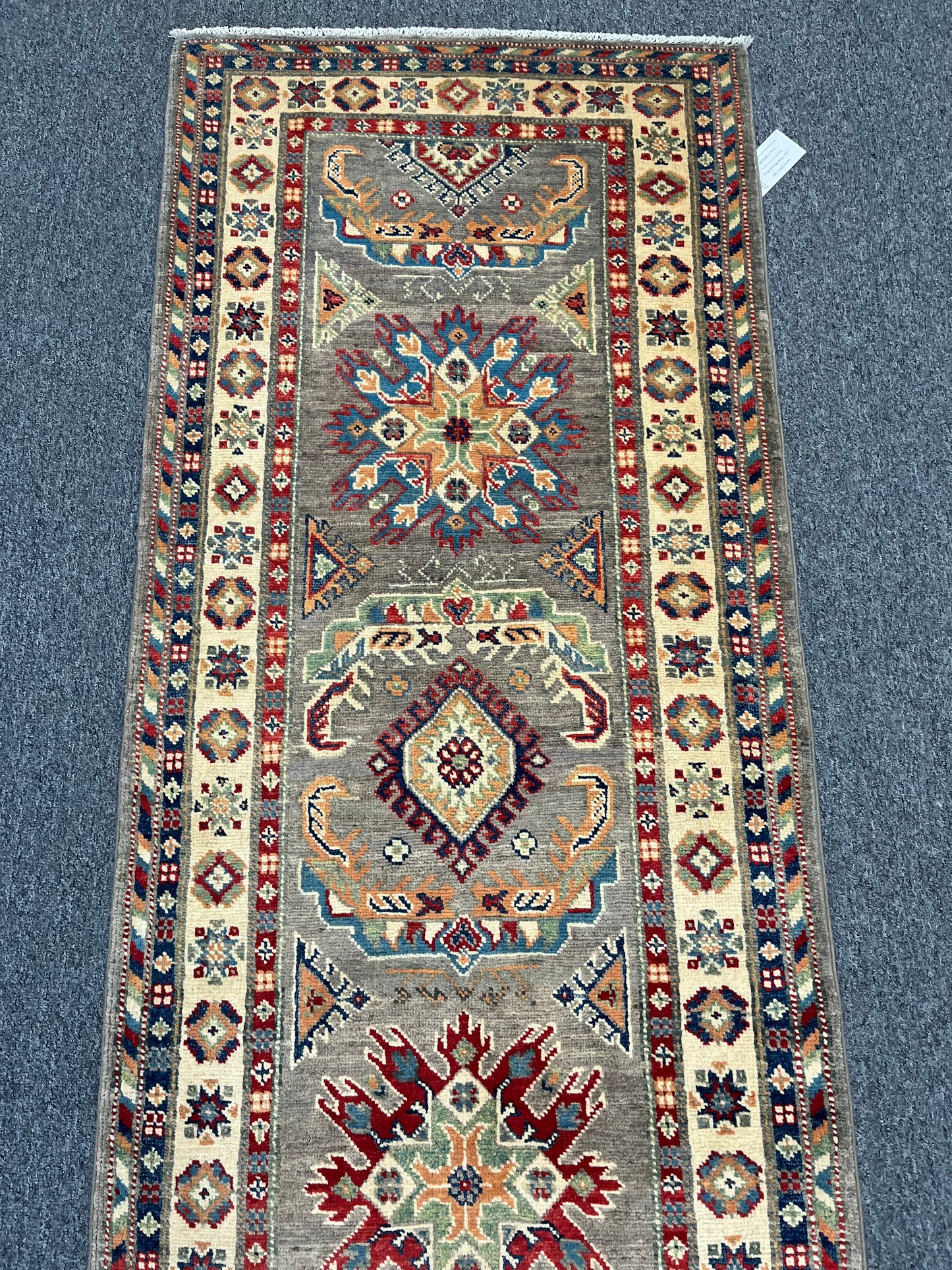 Kazak Runner Gray 2' 8"X10' Handmade Wool Rug # 13631