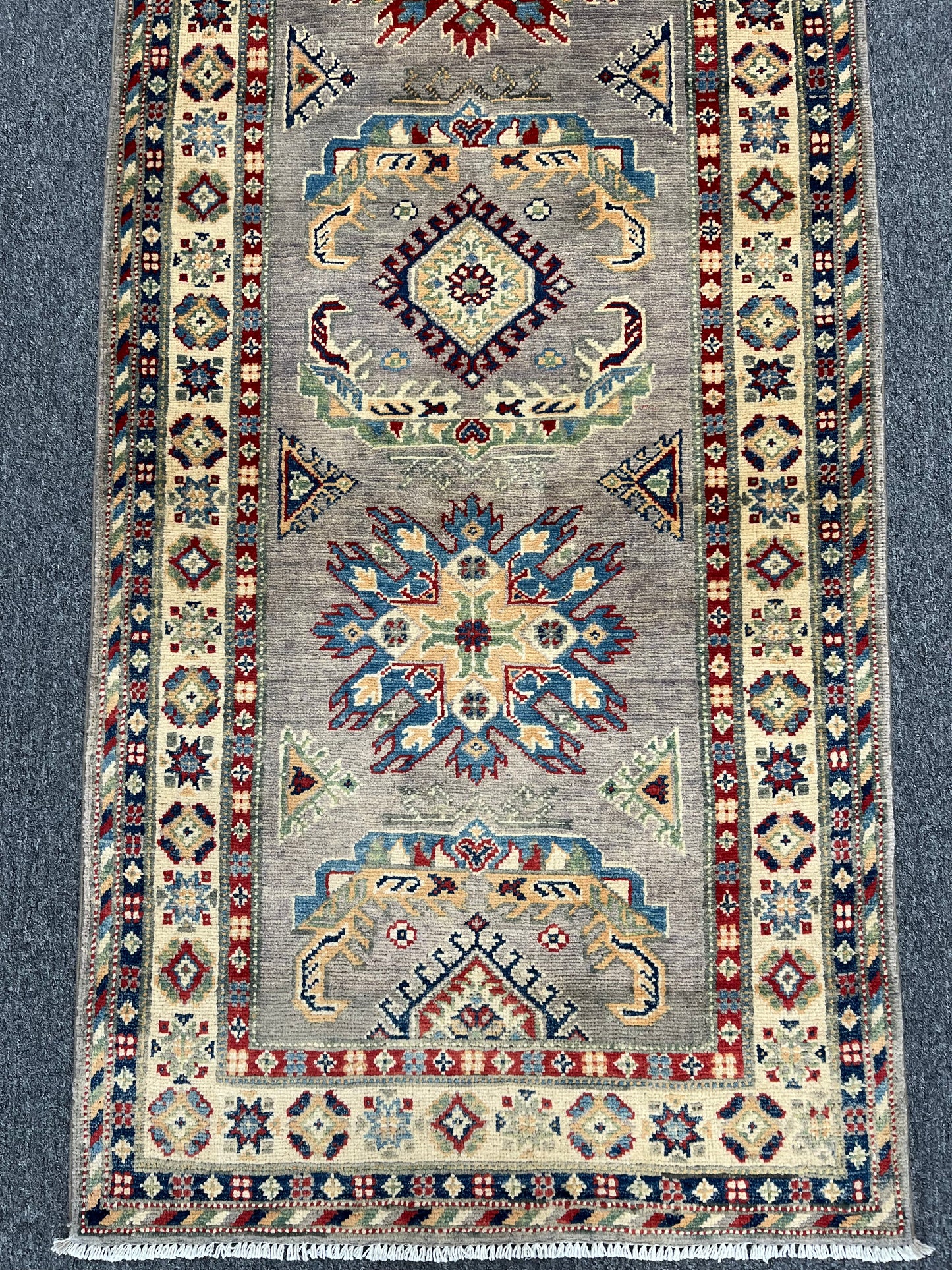 Kazak Runner Gray 2' 9"X10' Handmade Wool Rug # 13629