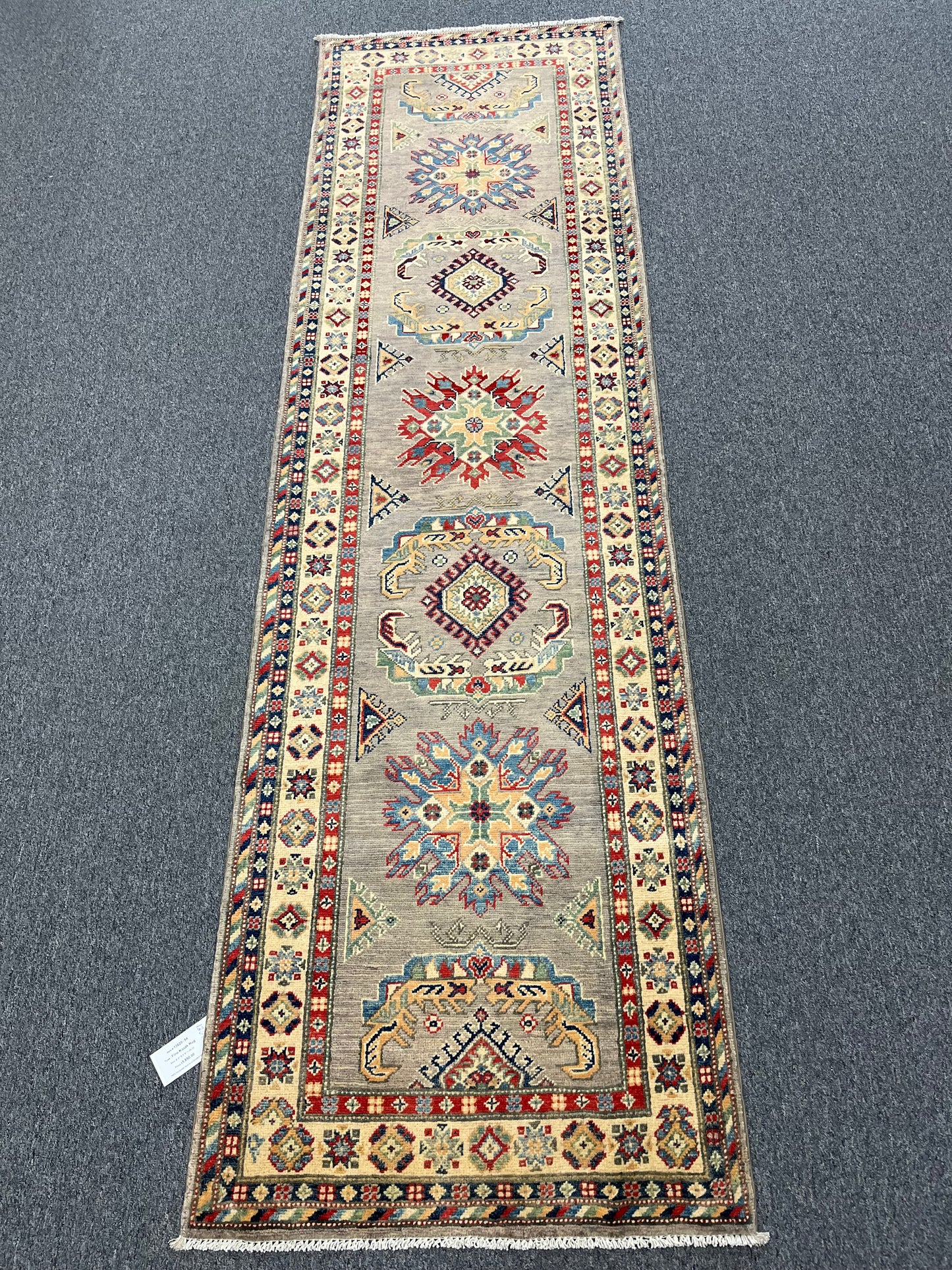 Kazak Runner Gray 2' 9"X10' Handmade Wool Rug # 13629