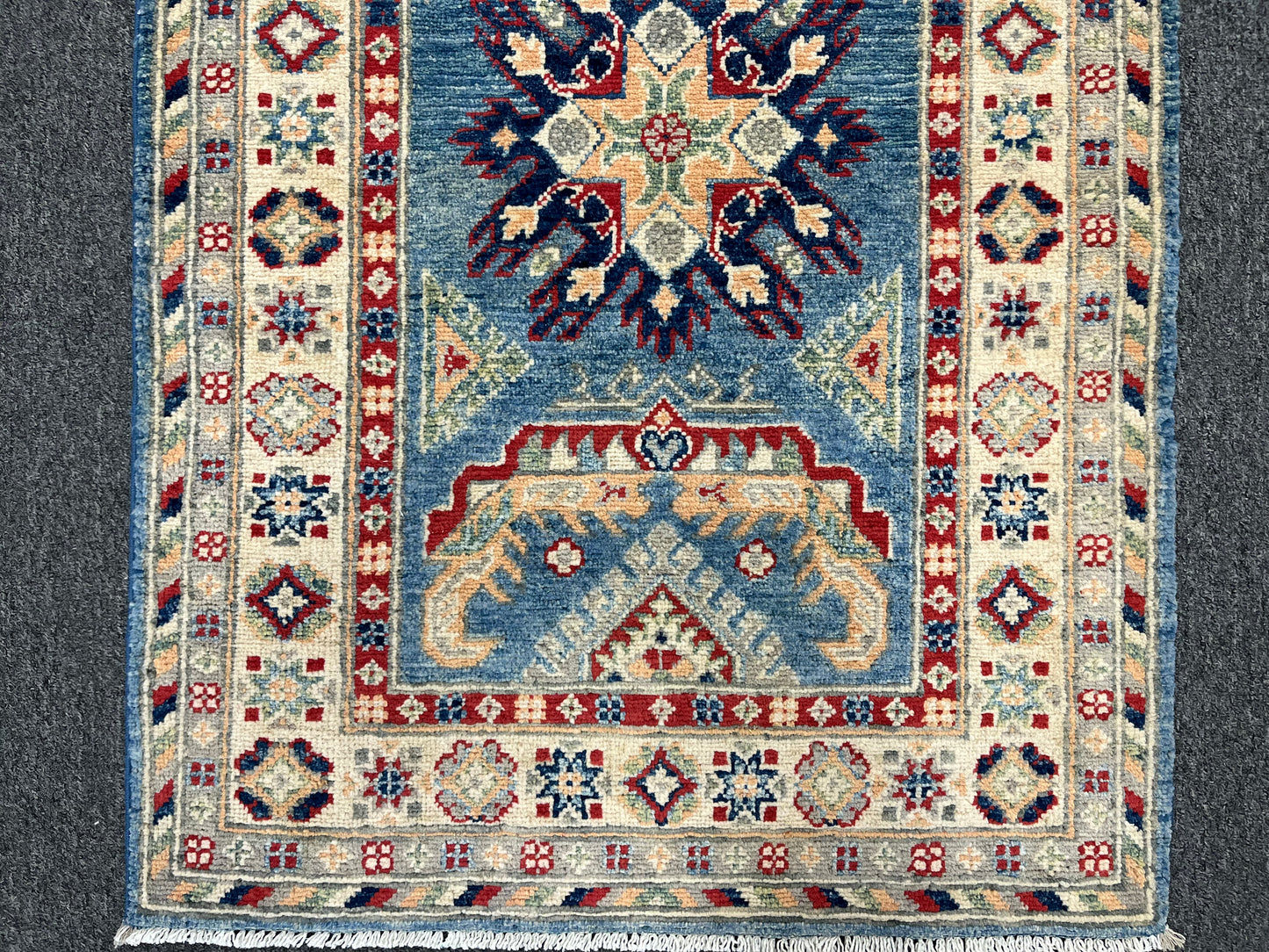 Kazak Runner Light Blue 2' 8"X8' Handmade Wool Rug # 13732