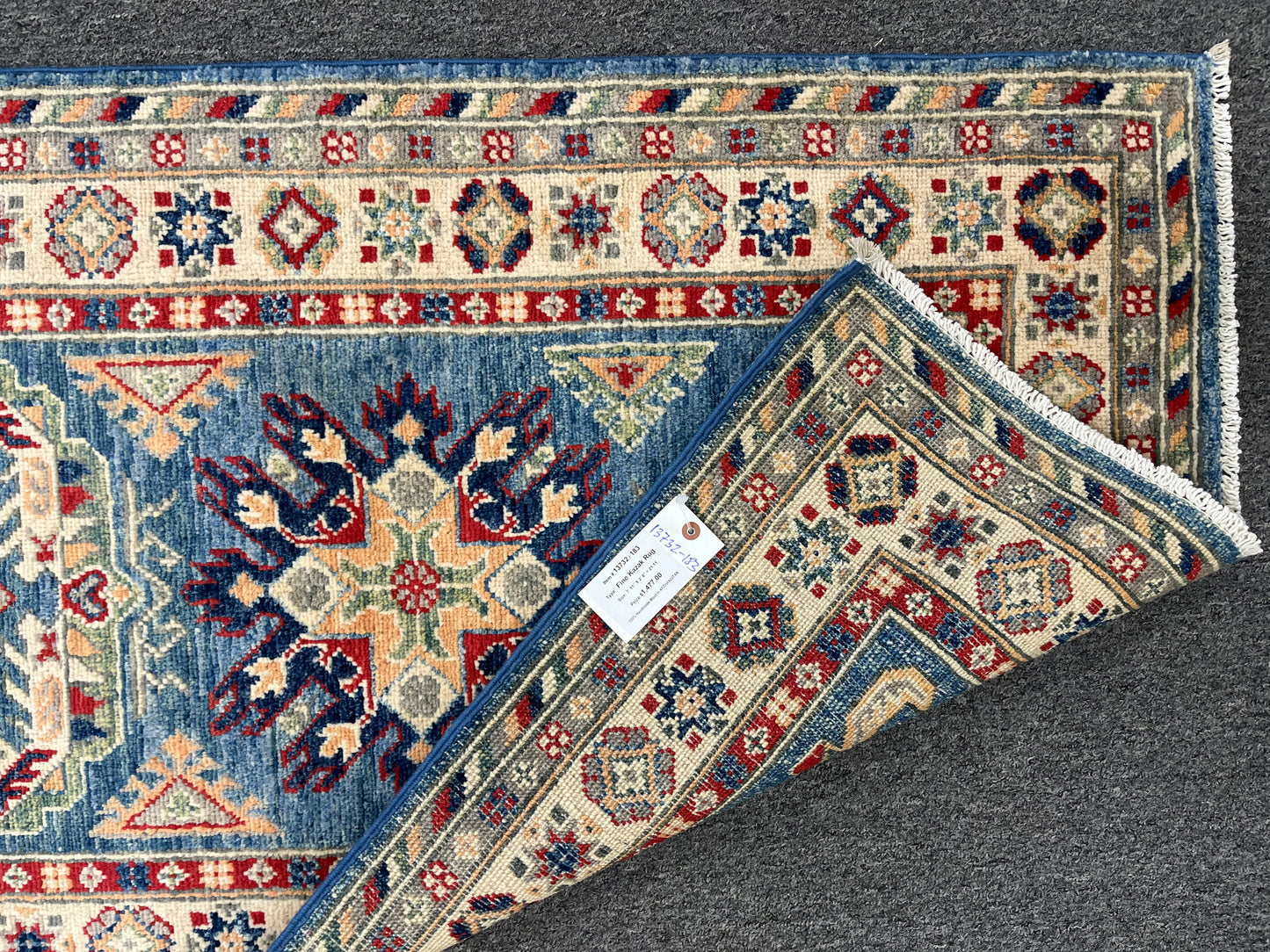 Kazak Runner Light Blue 2' 8"X8' Handmade Wool Rug # 13732