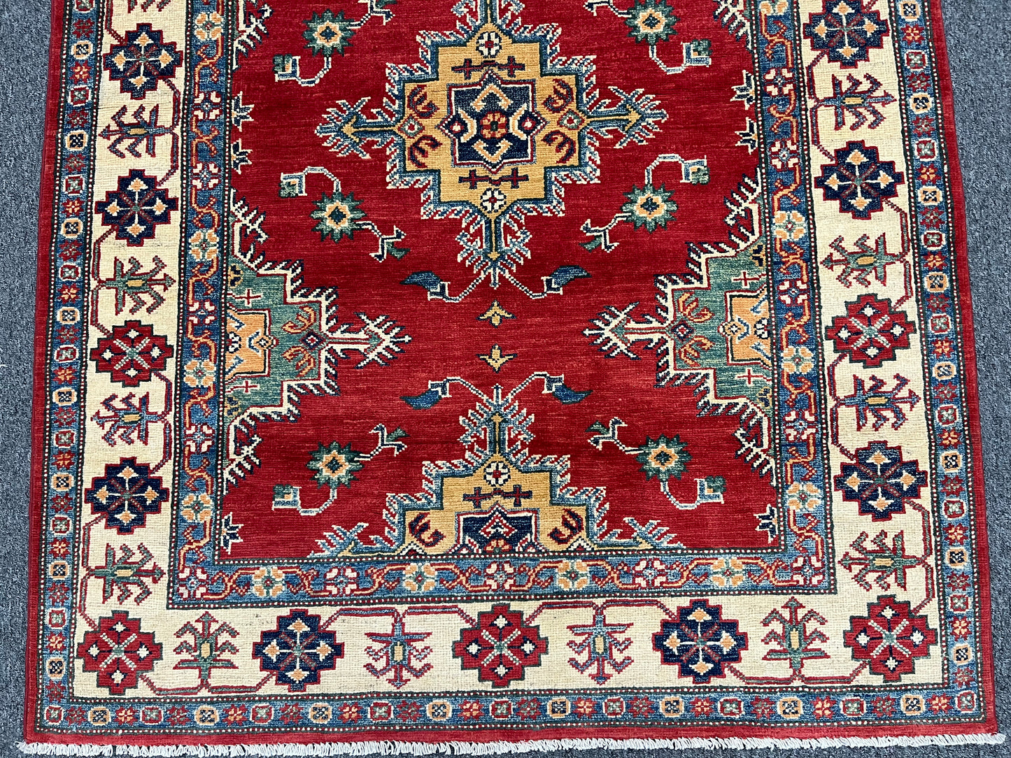 Red Kazak 4X6 Wool Handmade Rug # 13769