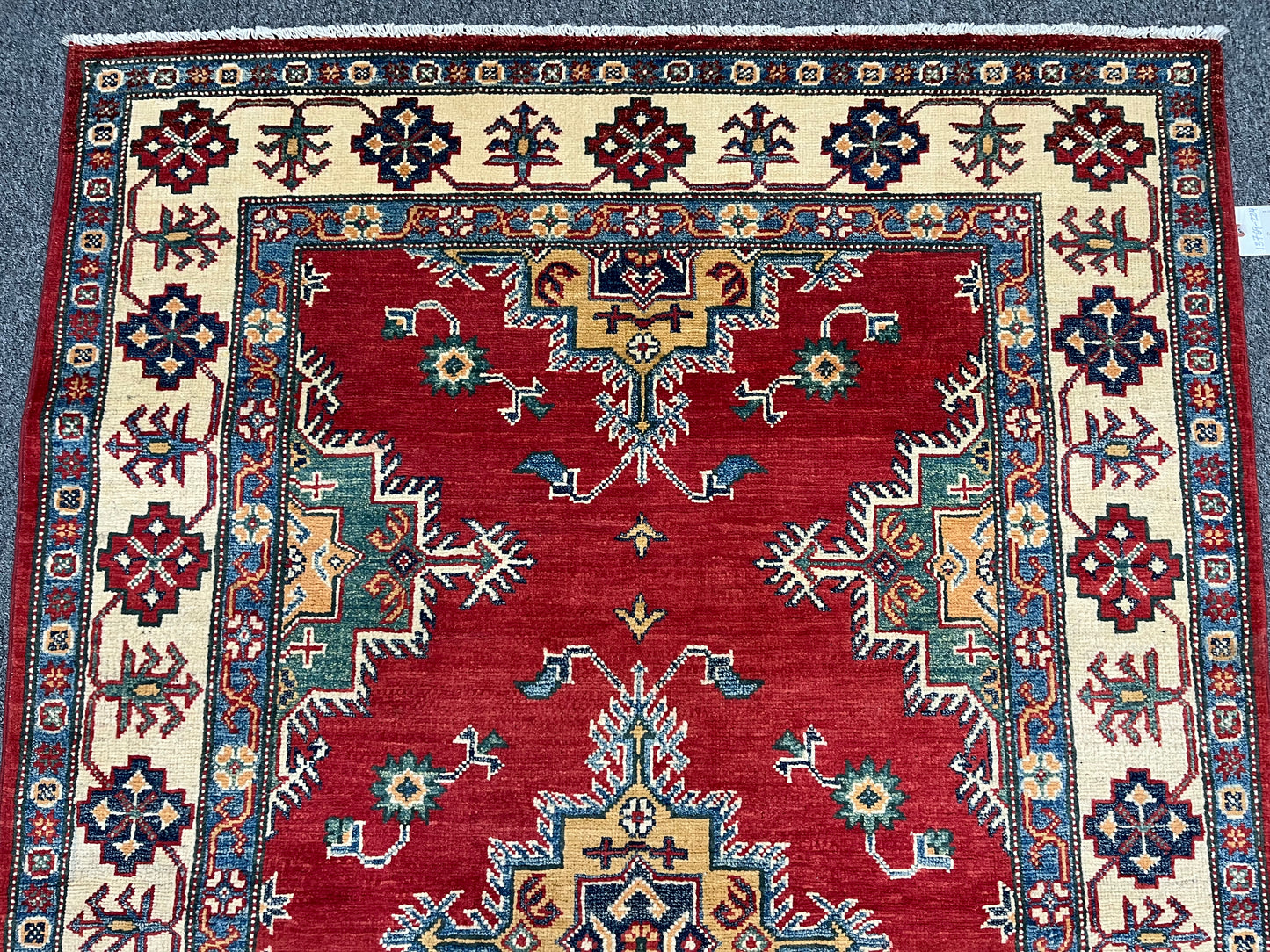 Red Kazak 4X6 Wool Handmade Rug # 13769