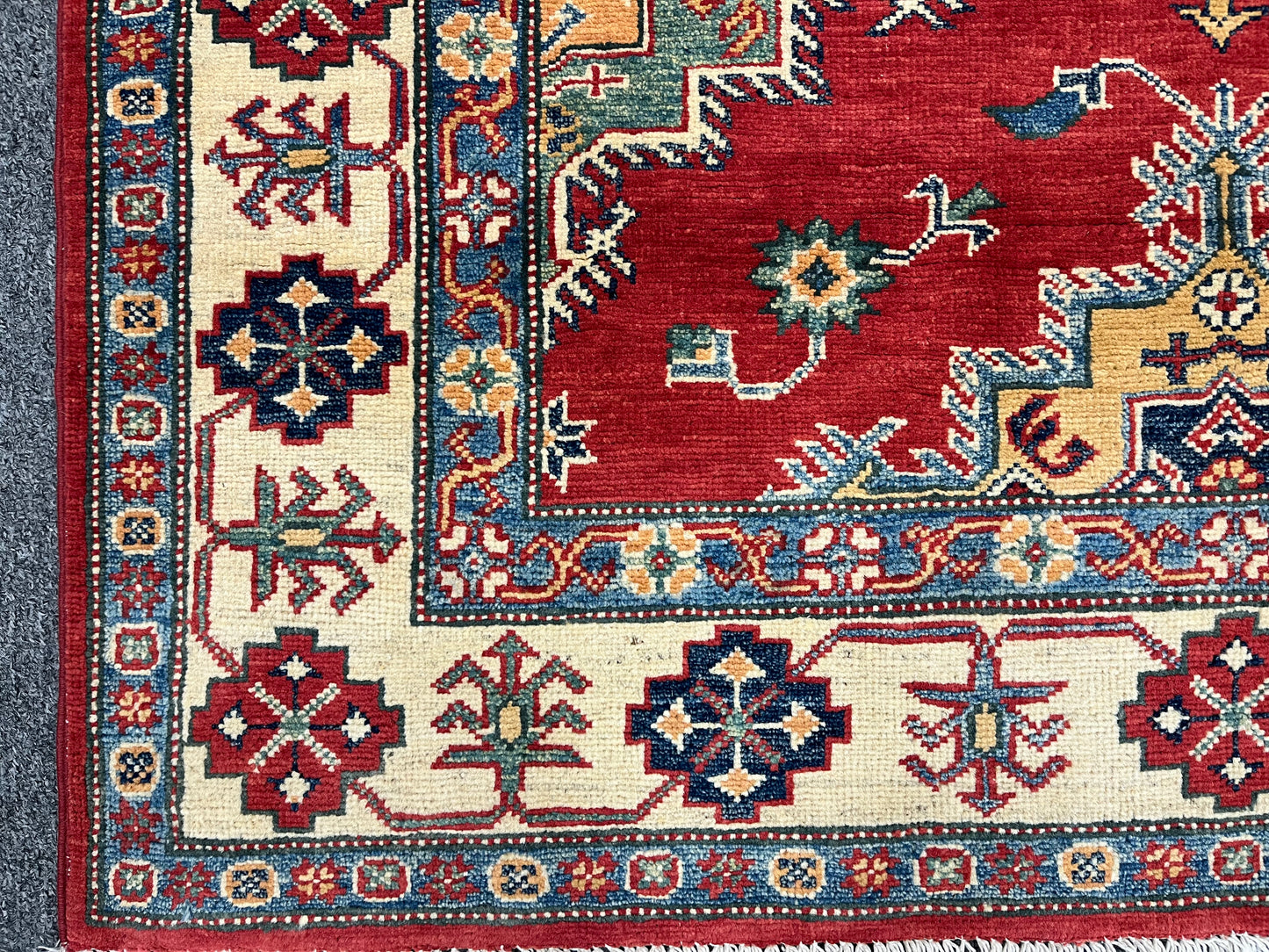Red Kazak 4X6 Wool Handmade Rug # 13769