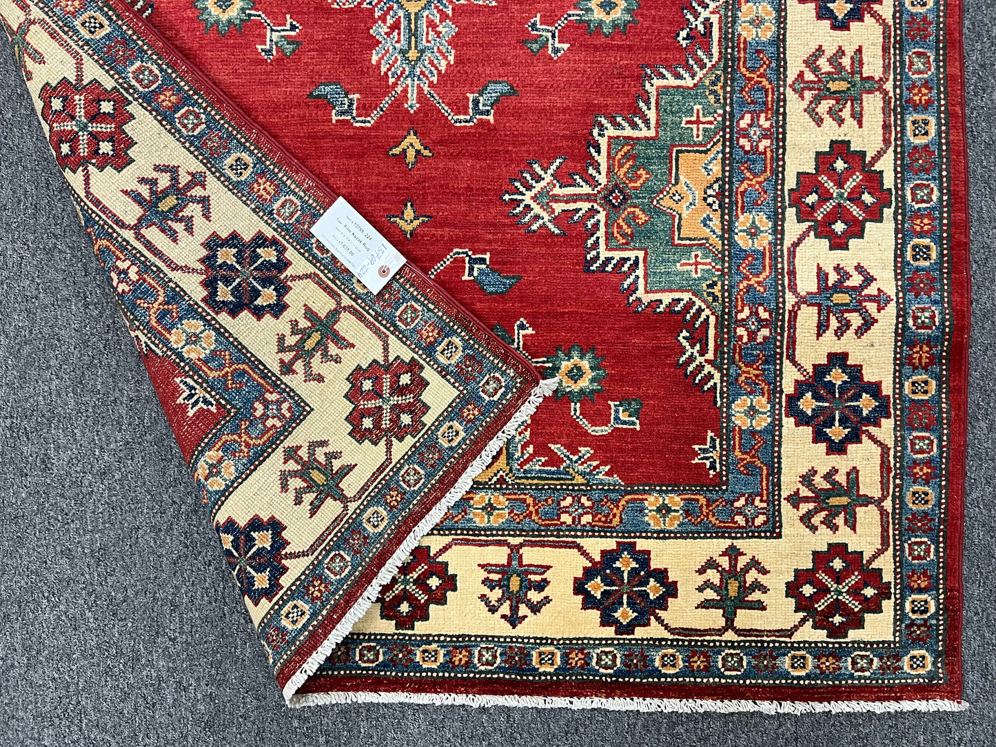 Red Kazak 4X6 Wool Handmade Rug # 13769