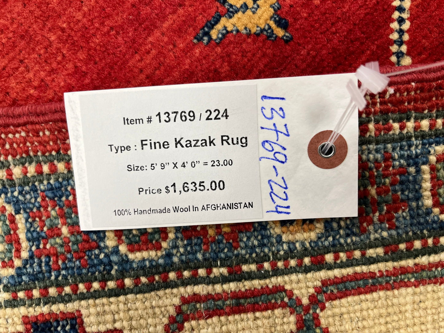 Red Kazak 4X6 Wool Handmade Rug # 13769