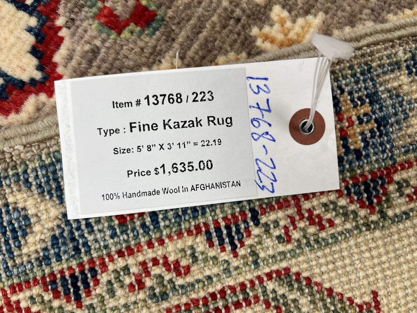 Kazak Soft Gray 4X6 Wool Hand-knotted Rug # 13768