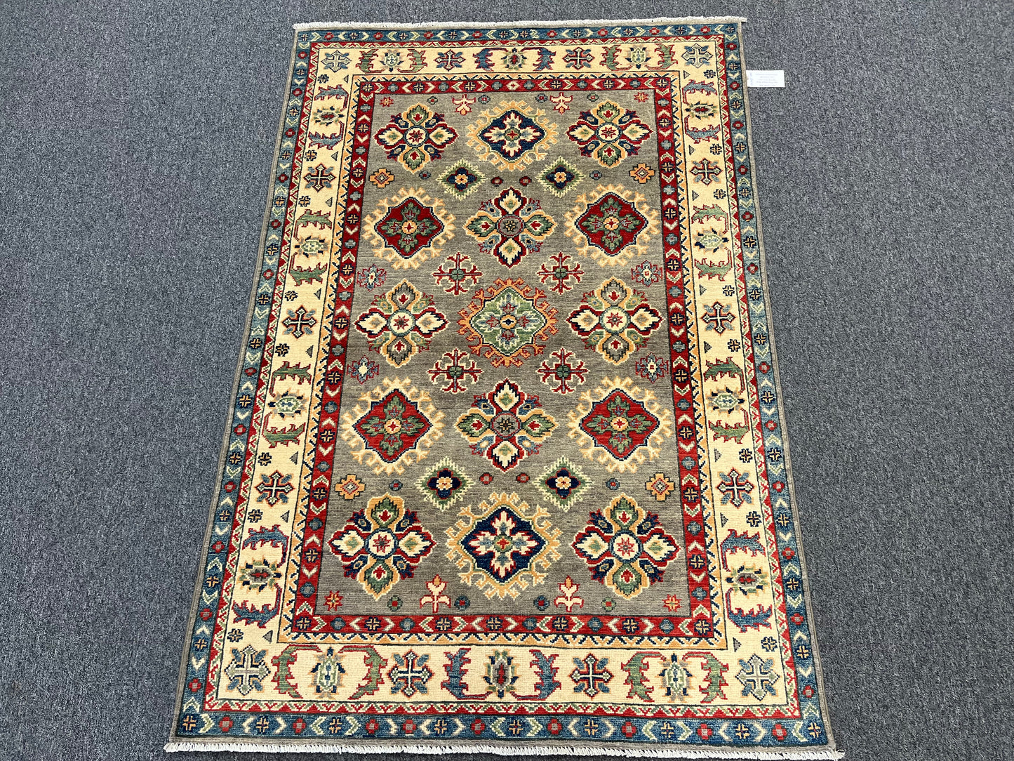 Handmade Gray Kazak 4X6 Oriental Rug # 13745