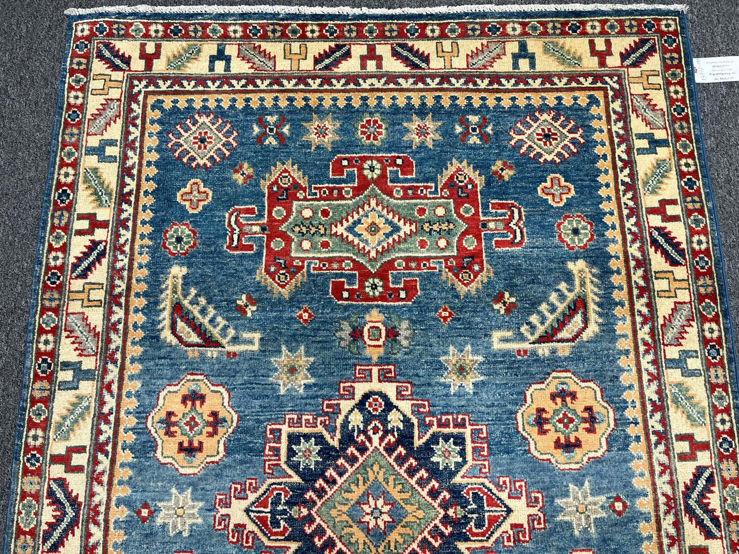 Handmade Light Blue Kazak 4X6 Oriental Wool Rug # 13742