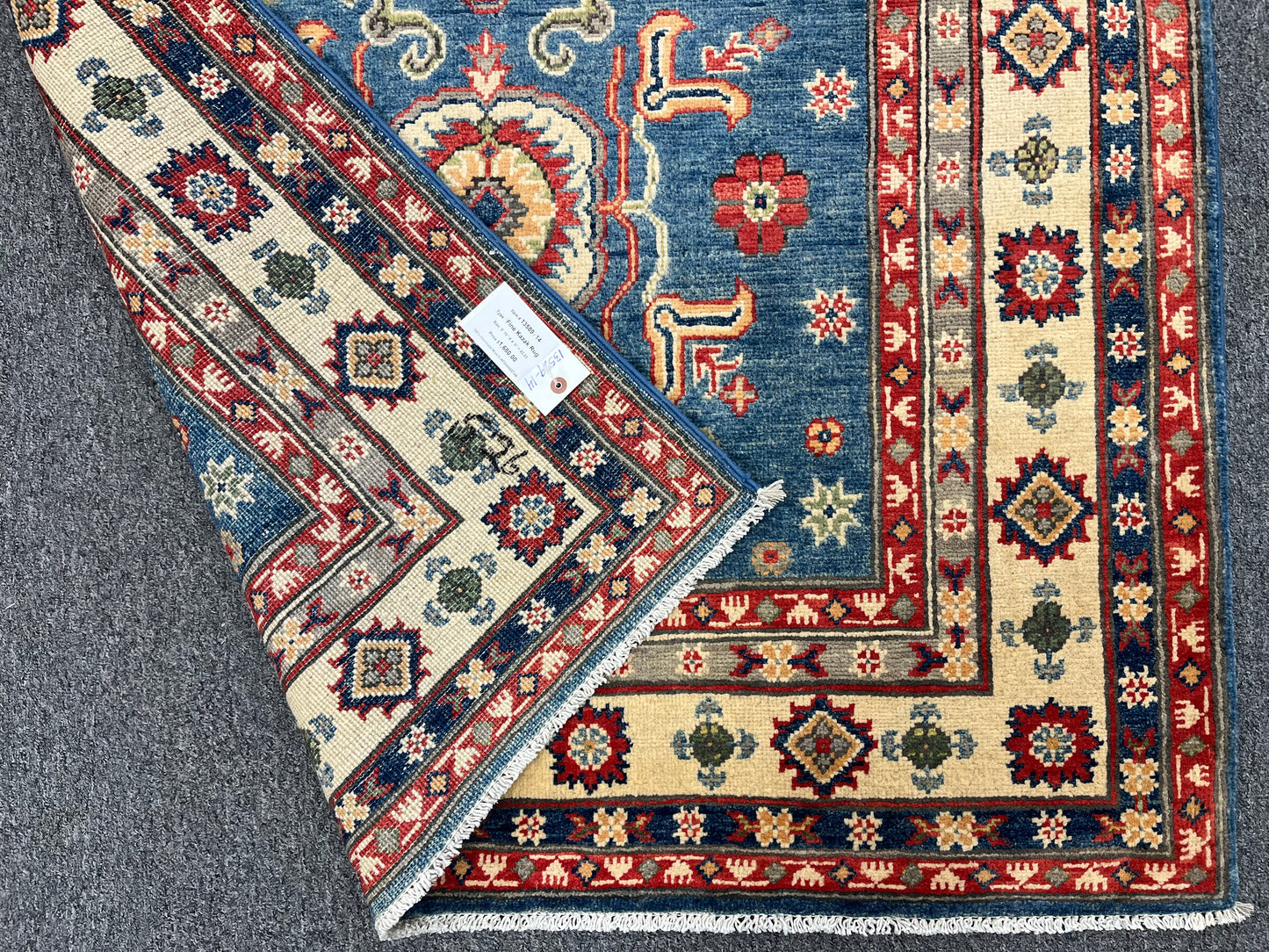 Kazak Light Blue 4X6 Handmade Wool Rug # 13589