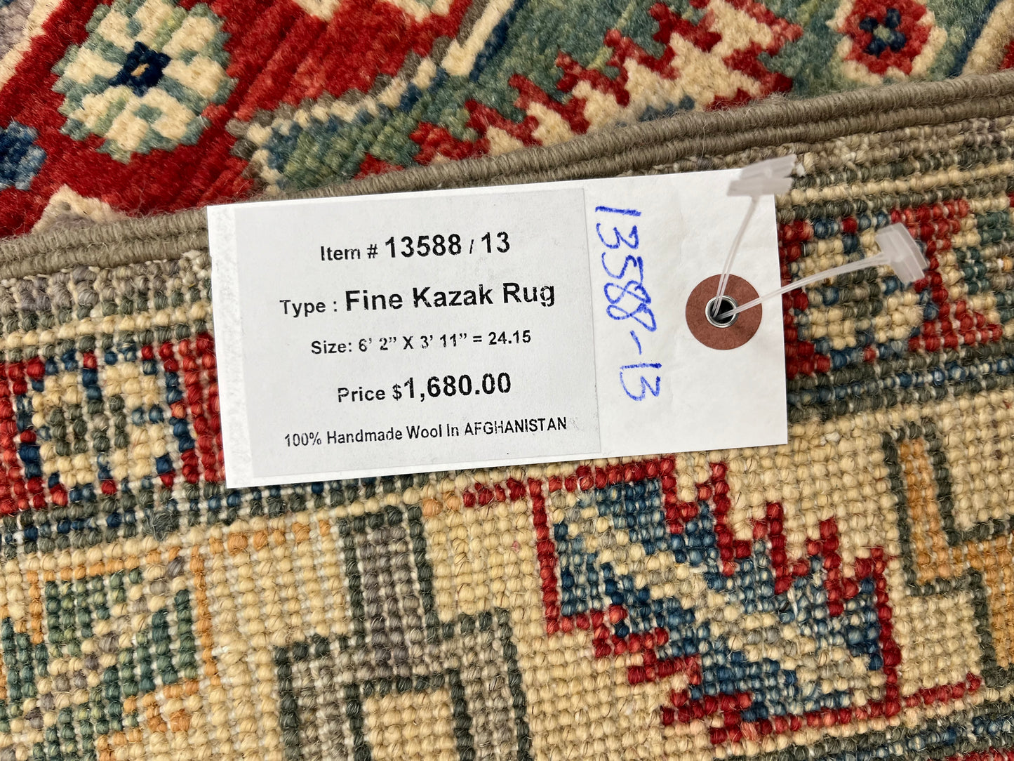 Kazak Gray 4X6 Handmade Wool Rug # 13588