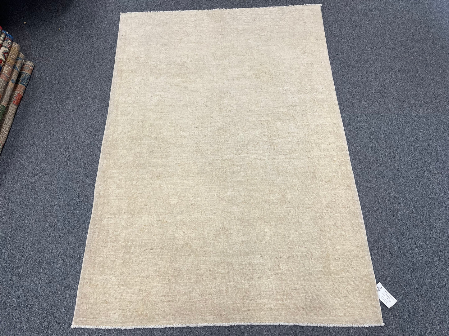 4X6 Oushak Beige/Ivory Handmade Wool Rug # 9698