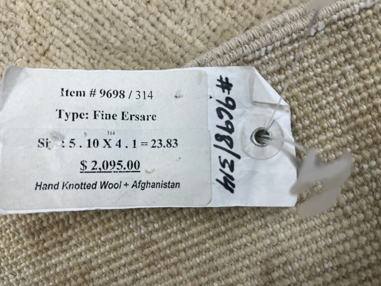 4X6 Chobi Beige/Ivory Handmade Wool Rug # 9698