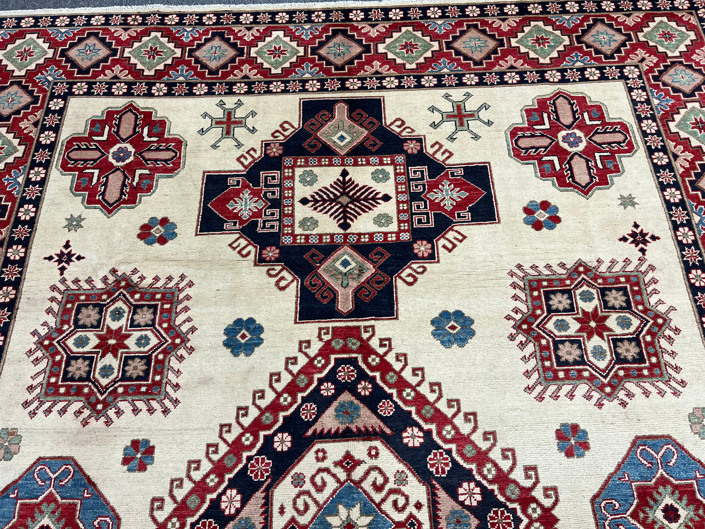 Kazak Beige 9X11 Handmade Wool Rug # 13738