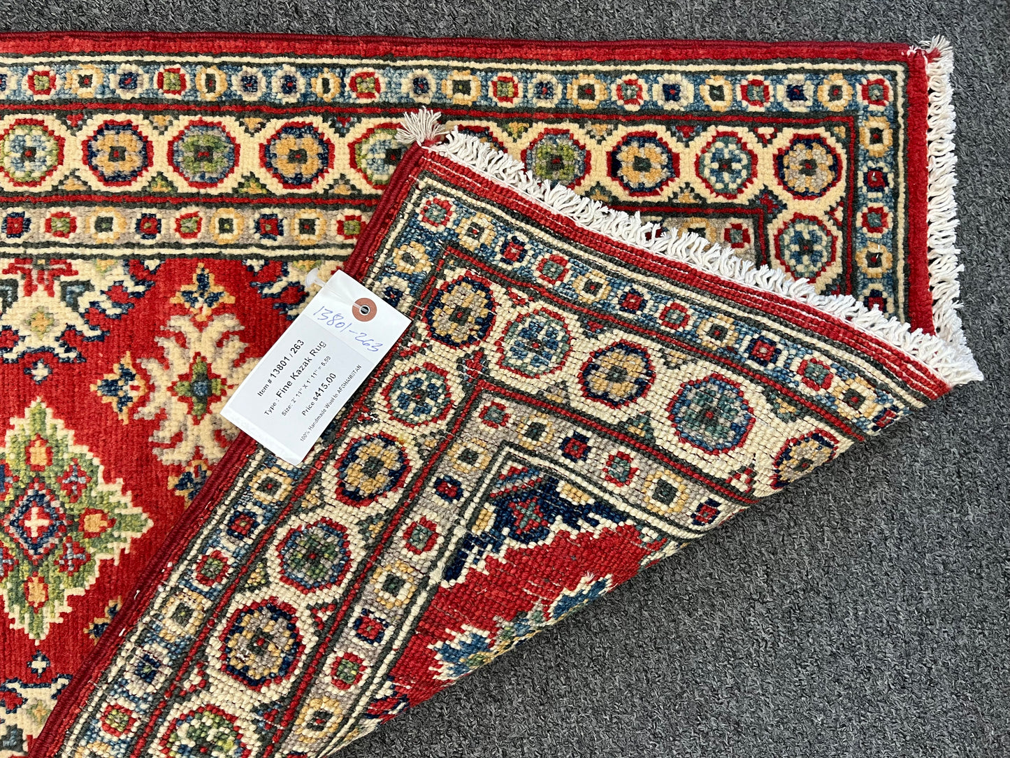 2X3 Kazak Geometric Handmade Wool Rug # 13801
