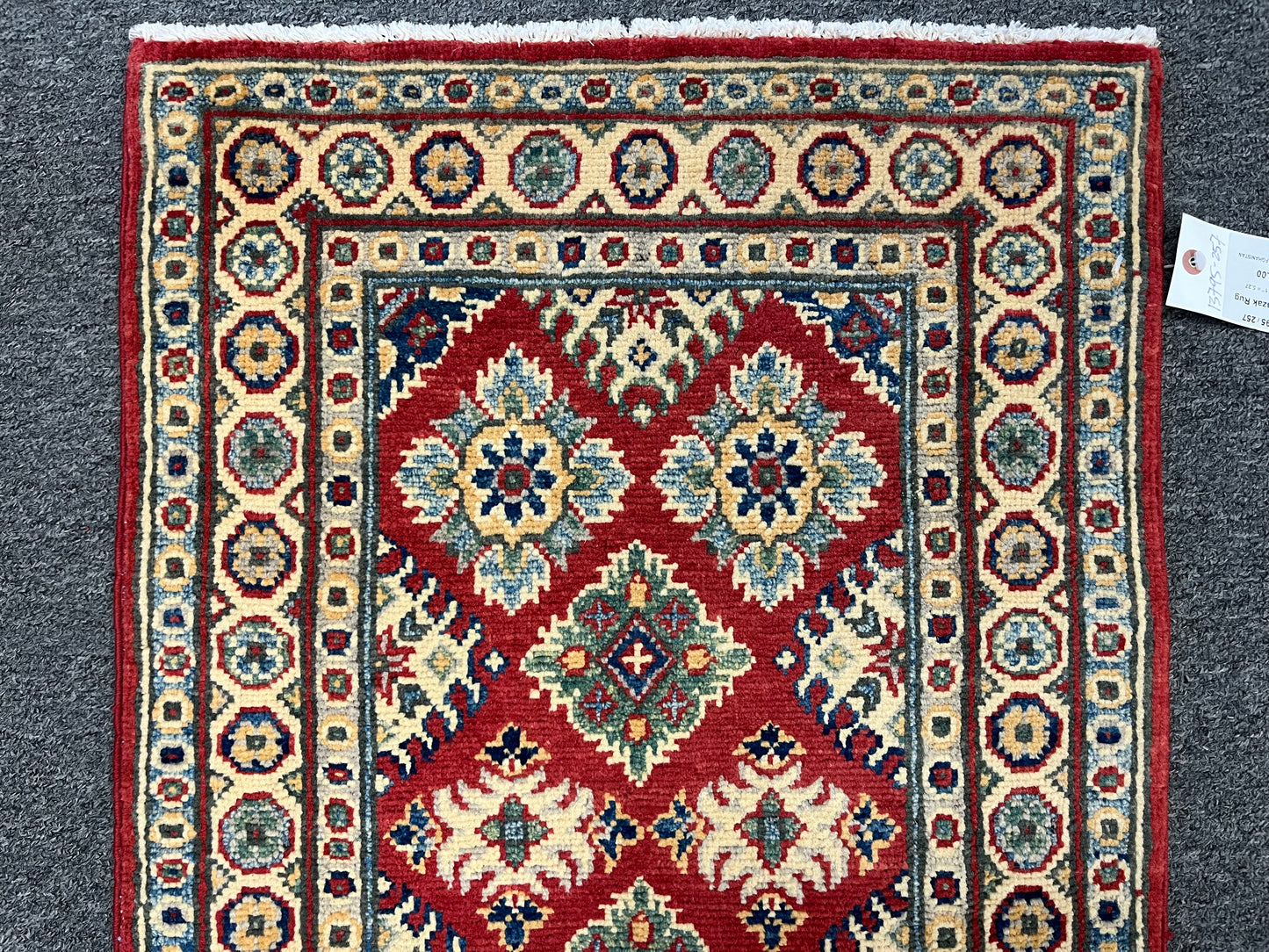 2X3 Geometric Kazak Handmade Wool Rug # 13795