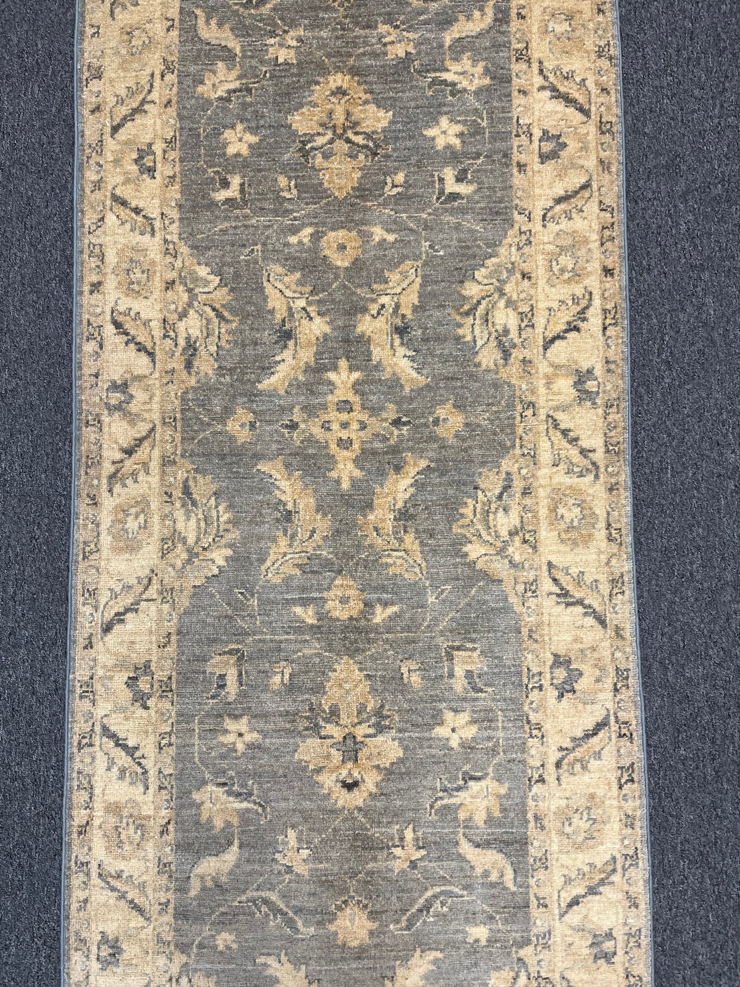 Silver Oushak Runner 2' 8"X9' Handmade Wool Rug # 14279