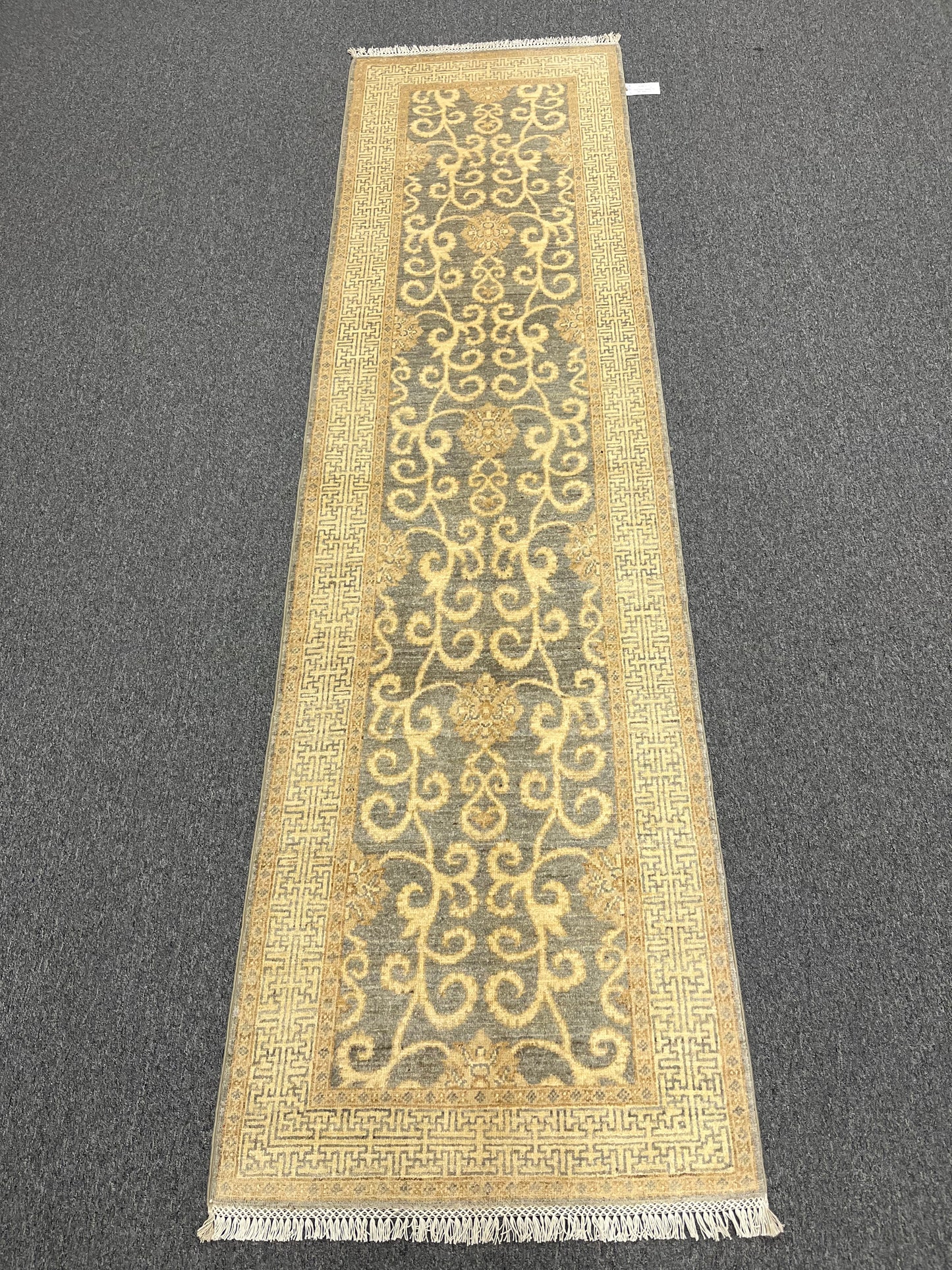 Gray Oushak Runner 2'8"X10' Handmade Wool Rug # 14278