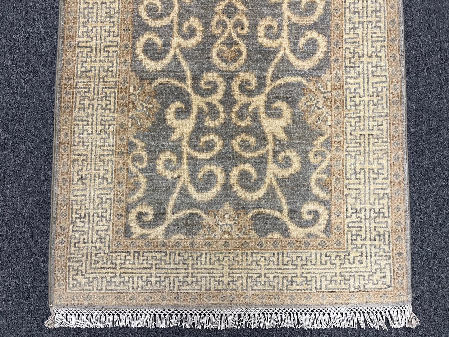 Gray Oushak Runner 2'8"X10' Handmade Wool Rug # 14278