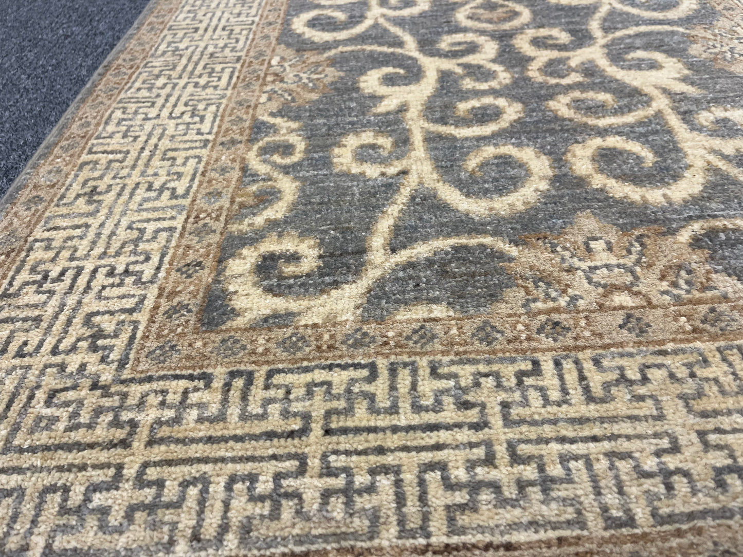 Gray Oushak Runner 2'8"X10' Handmade Wool Rug # 14278