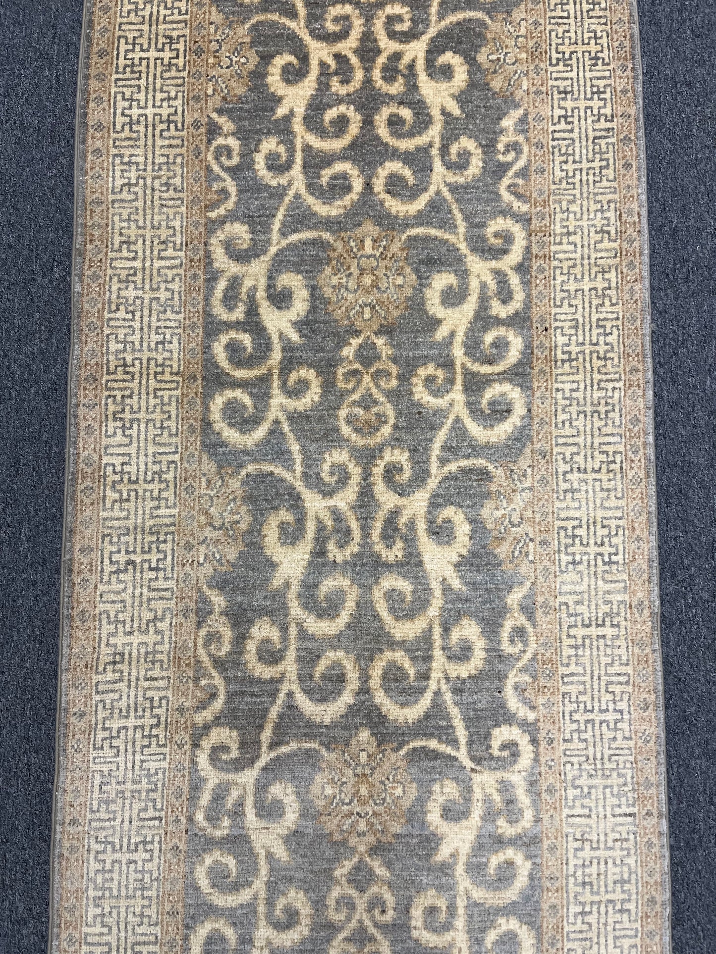 Gray Oushak Runner 2'8"X10' Handmade Wool Rug # 14278
