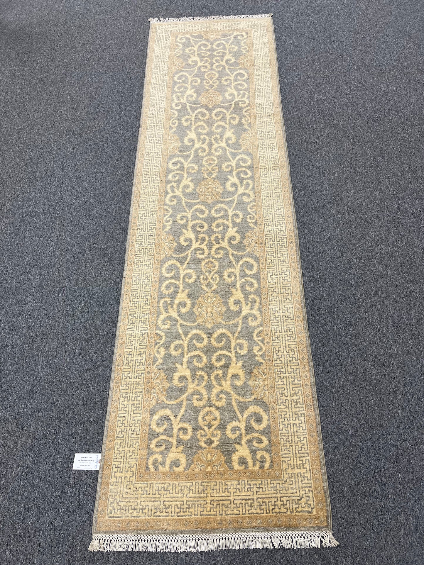 Gray Oushak Runner 2'8"X10' Handmade Wool Rug # 14278