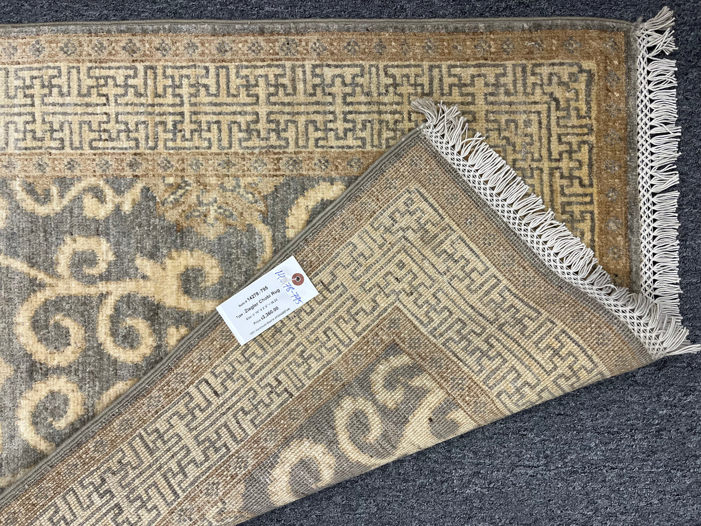 Gray Oushak Runner 2'8"X10' Handmade Wool Rug # 14278