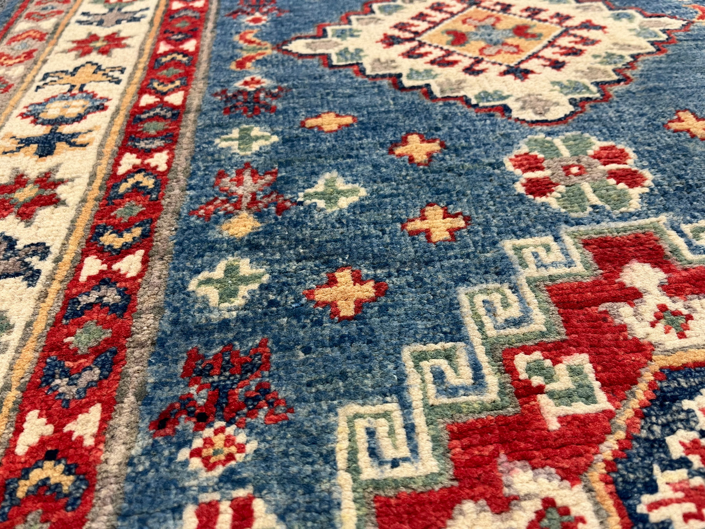 Runner Light Blue Kazak 2'7"X10' Handmade Wool Rug # 13727