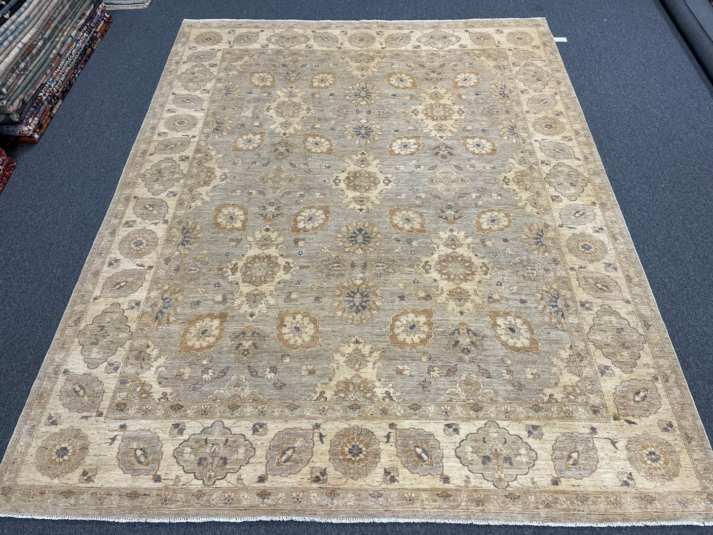 Chobi Silver Gray/Ivory 9X12 Handmade Wool Rug # 14327