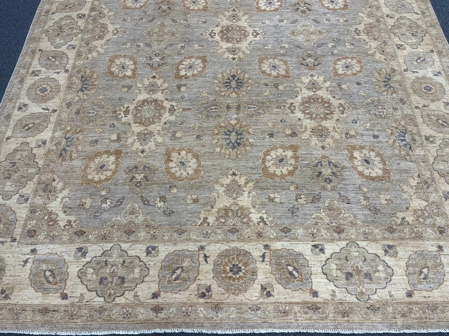 Chobi Silver Gray/Ivory 9X12 Handmade Wool Rug # 14327