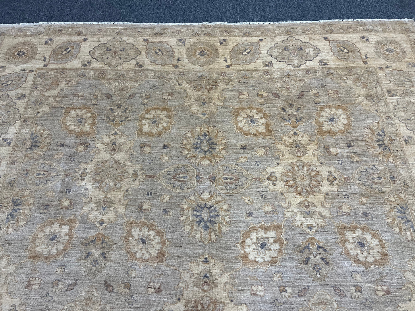 Chobi Silver Gray/Ivory 9X12 Handmade Wool Rug # 14327