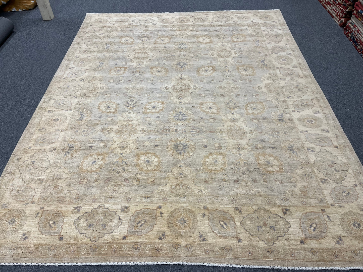 Chobi Silver Gray/Ivory 9X12 Handmade Wool Rug # 14327