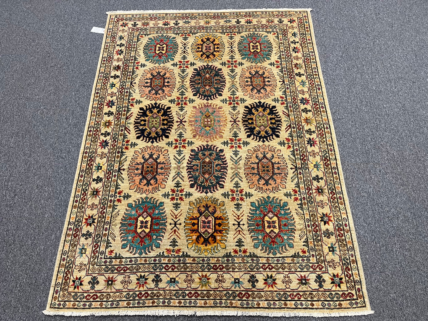 Beige Multicolor Tribal 5X7 Handmade Wool Rug # 13990