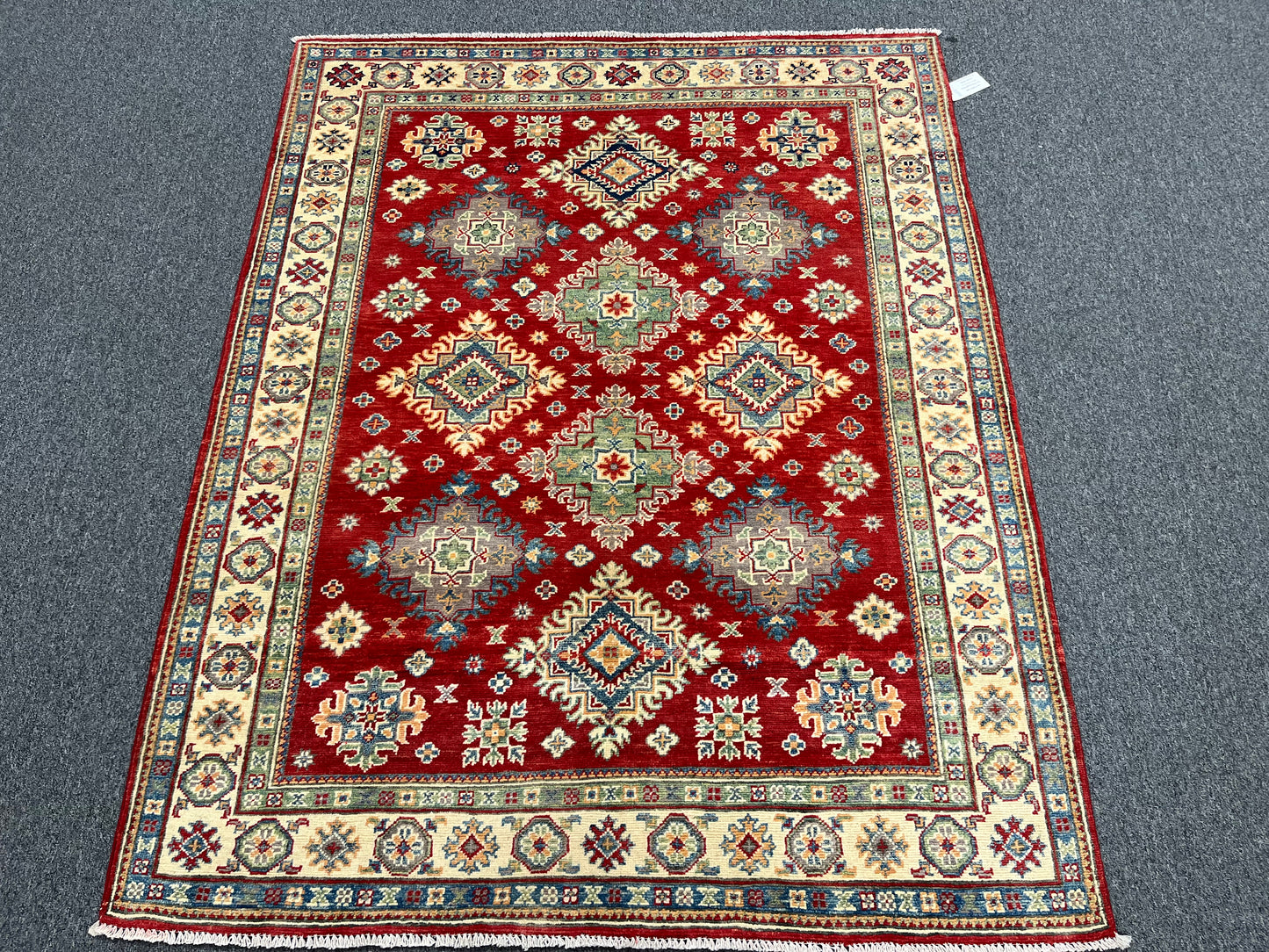 Geometric Red Kazak Oriental Rug 5X7 # 13822