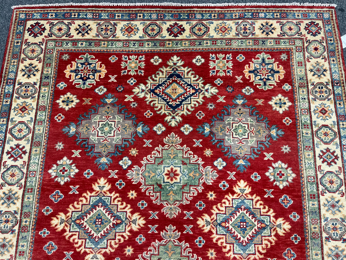 Geometric Red Kazak Oriental Rug 5X7 # 13822