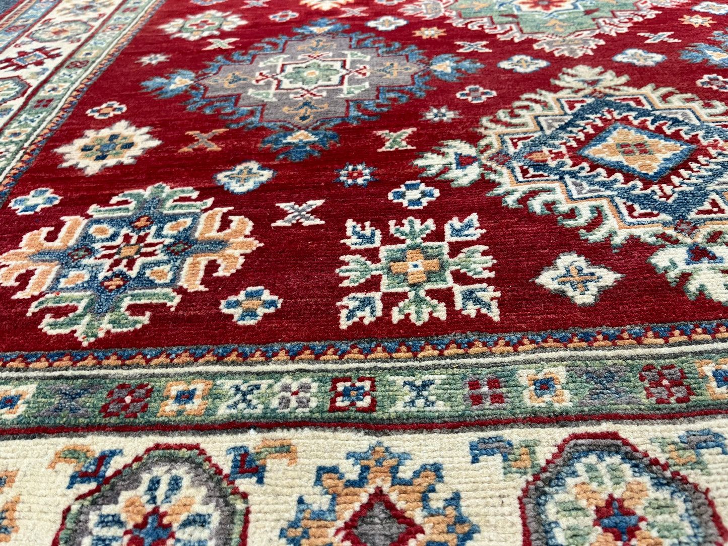 Geometric Red Kazak Oriental Rug 5X7 # 13822