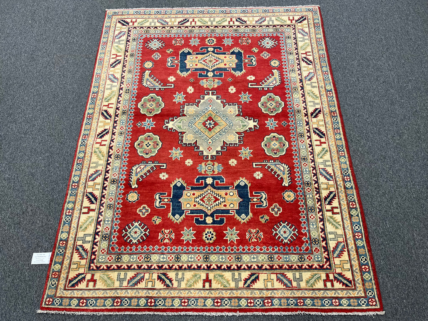 Geometric Red 5X7 Kazak Oriental Rug # 13829