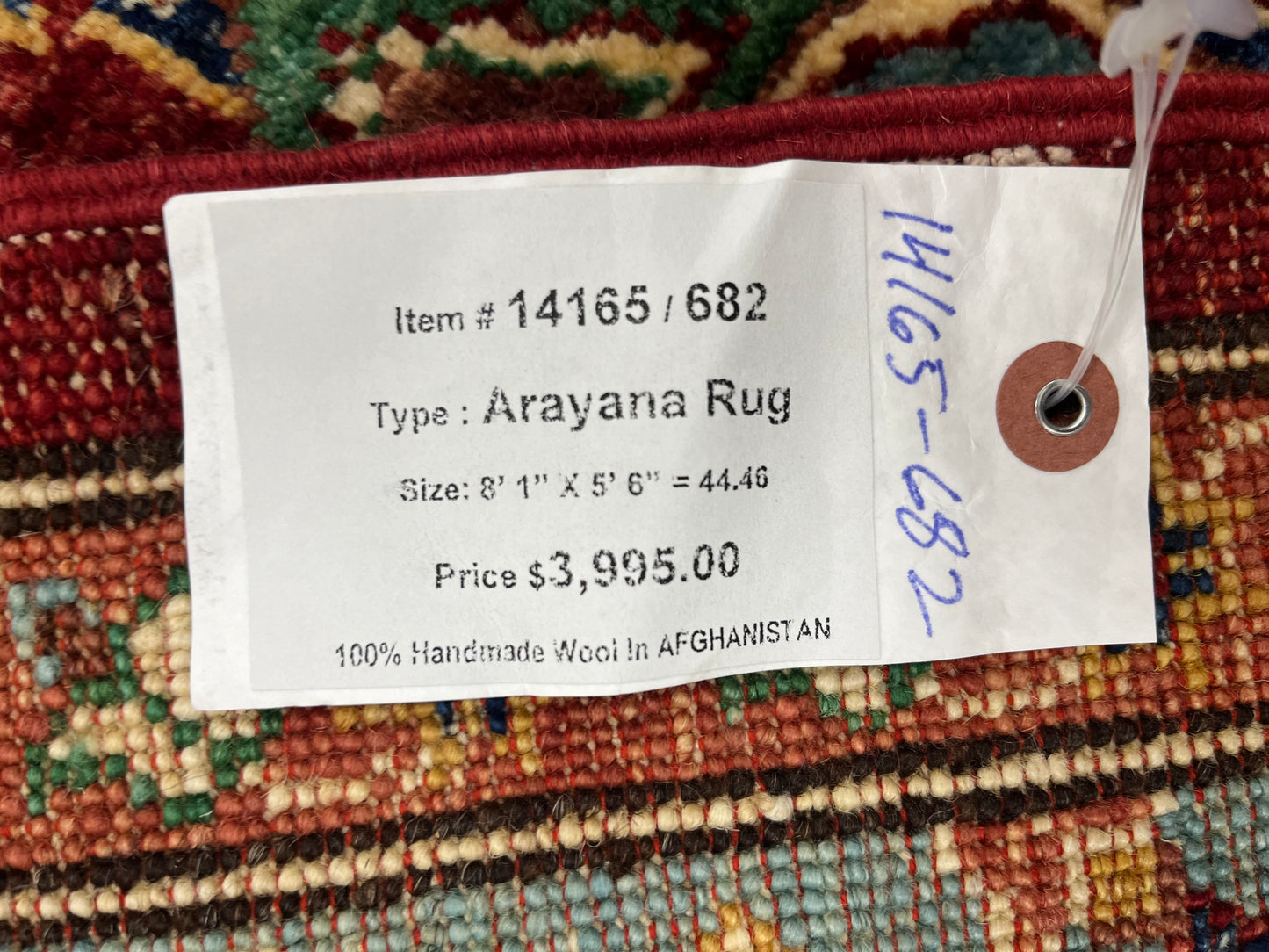 Red/Light Blue Tribal 5X8 Handmade Wool Rug # 14165
