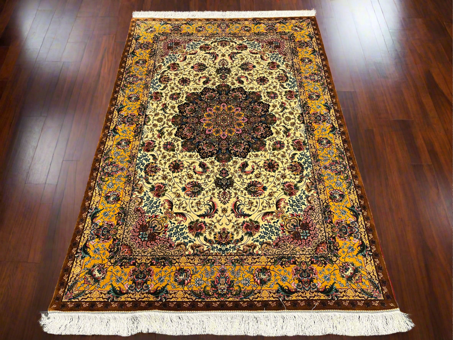 5X8 Silk Handloom Multicolor Rug # 14359