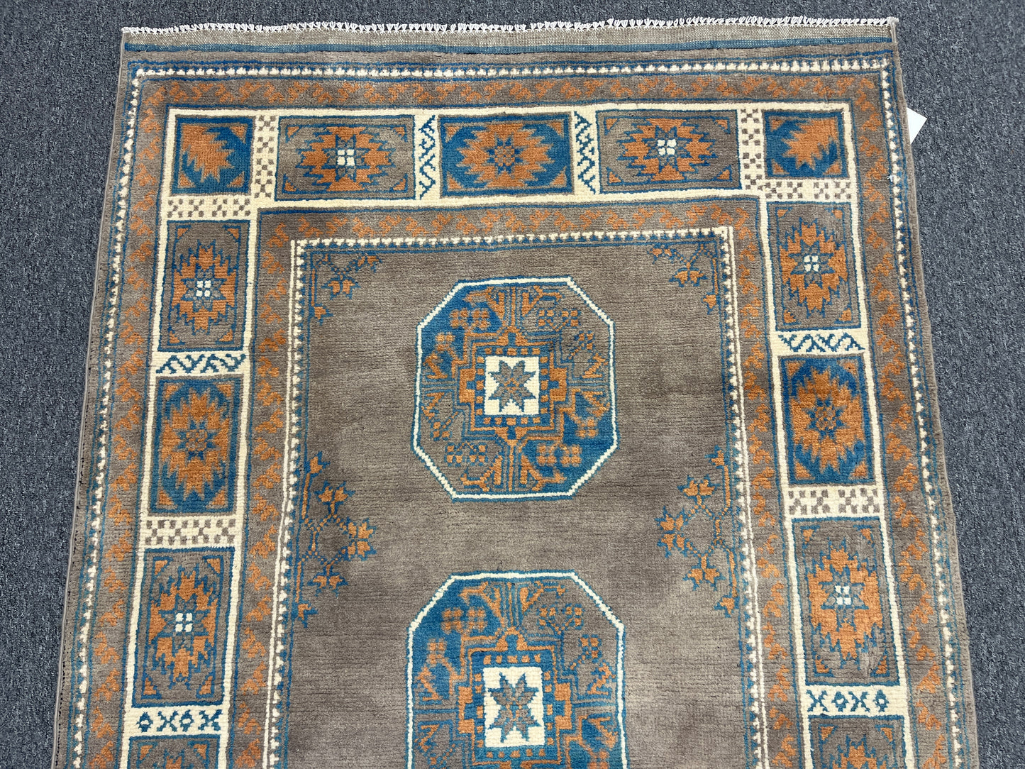 Gray 4X6 Tribal Afghan Handmade Wool Rug # 14511