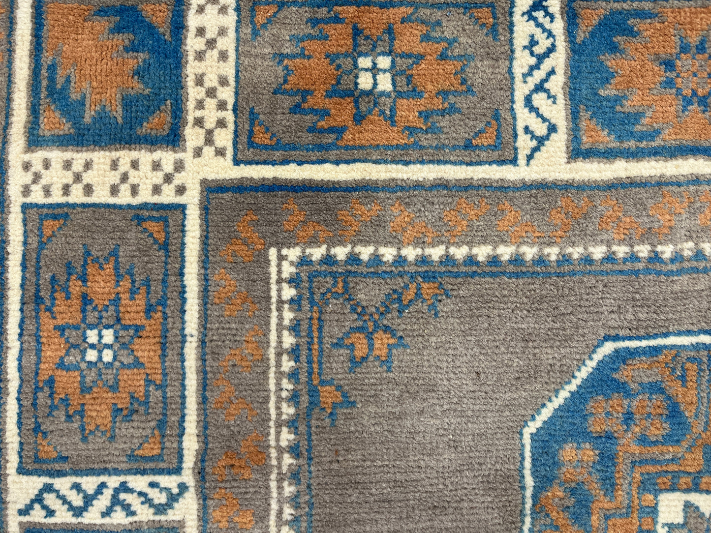 Gray 4X6 Tribal Afghan Handmade Wool Rug # 14511
