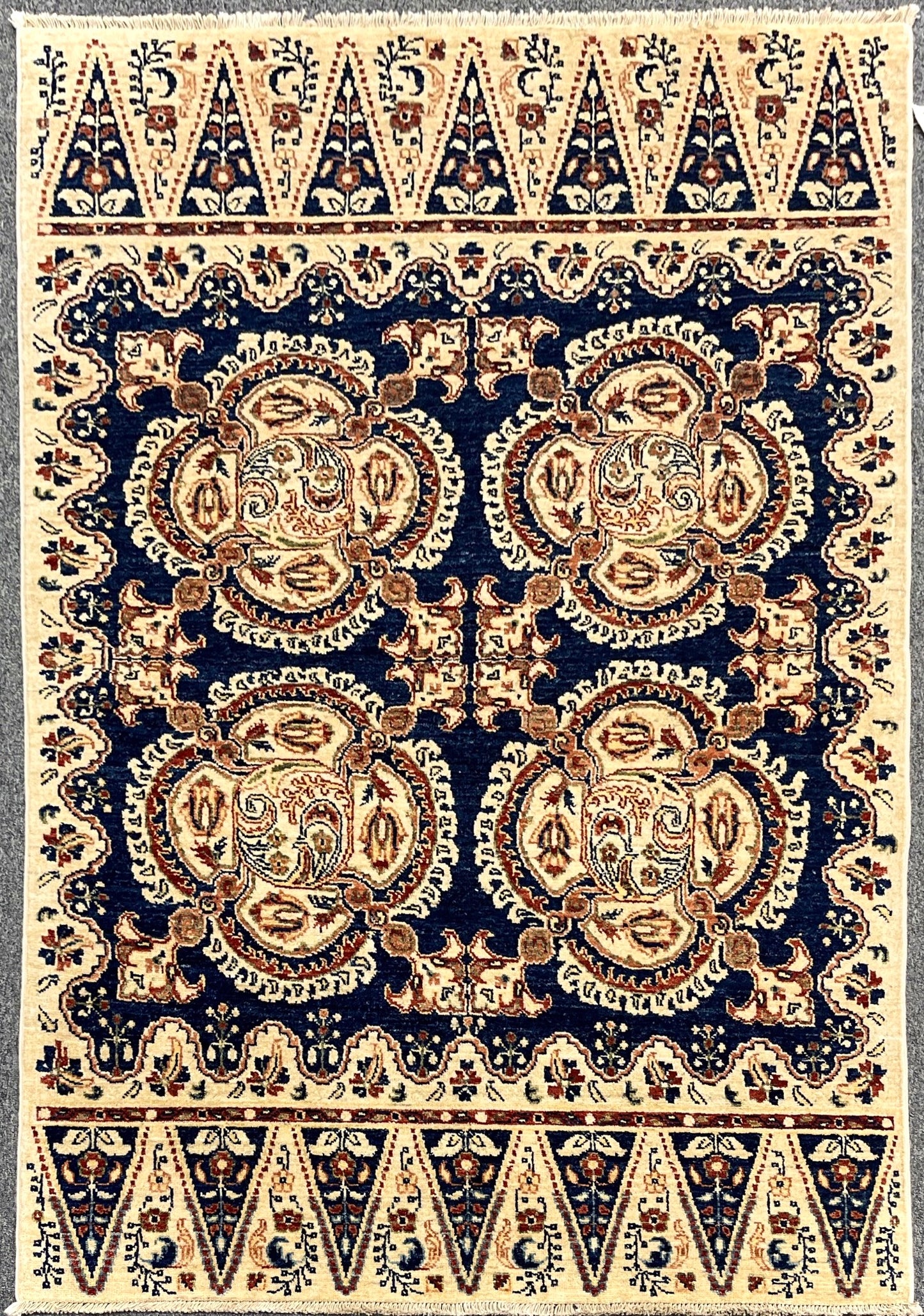 4X6 Navy Blue Oushak Handmade Wool Rug # 9176