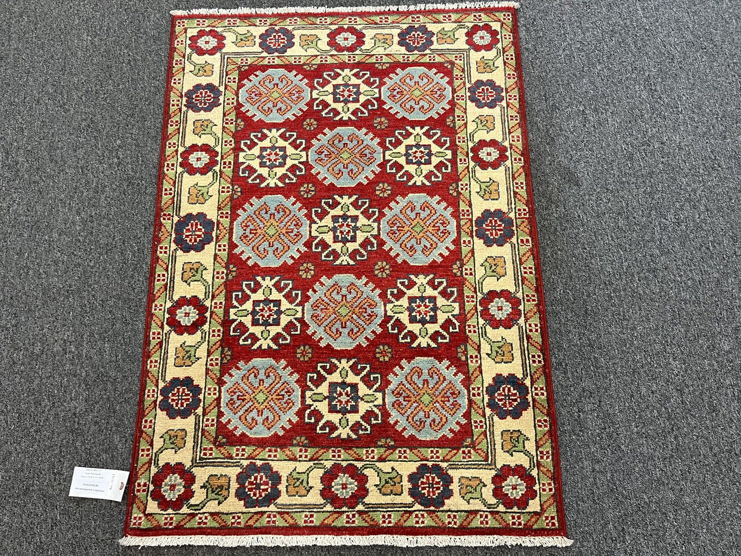 3X4 Red Kazak Handmade Wool Rug # 13021