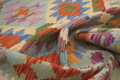 10X13 Maymana Hand-woven Wool Kilim Rug # 14746