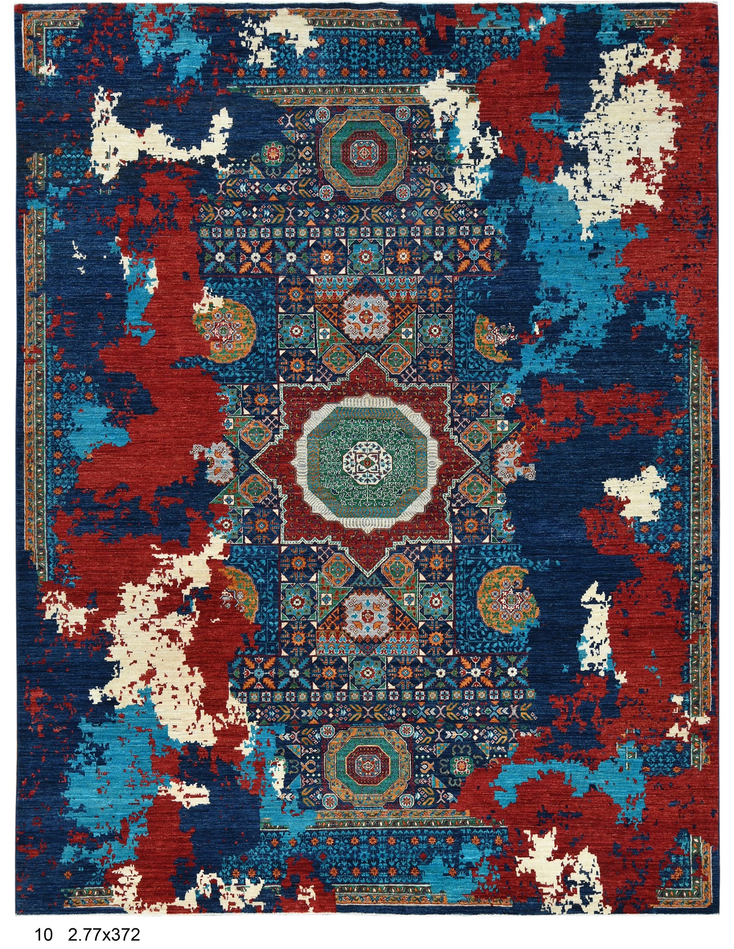 9X12 Mamluk Multicolor Handmade Wool Rug # 14705