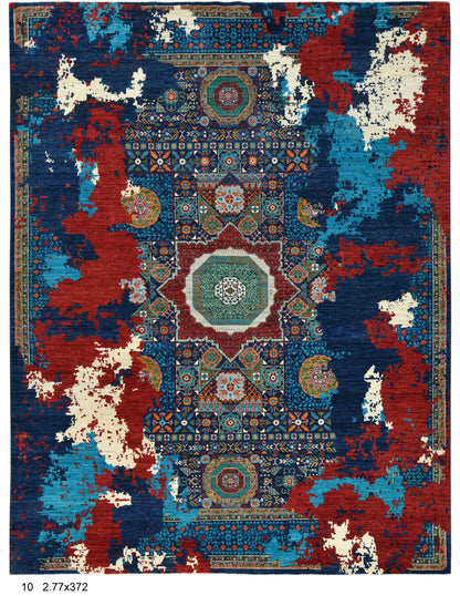 9X12 Mamluk Multicolor Handmade Wool Rug # 14705