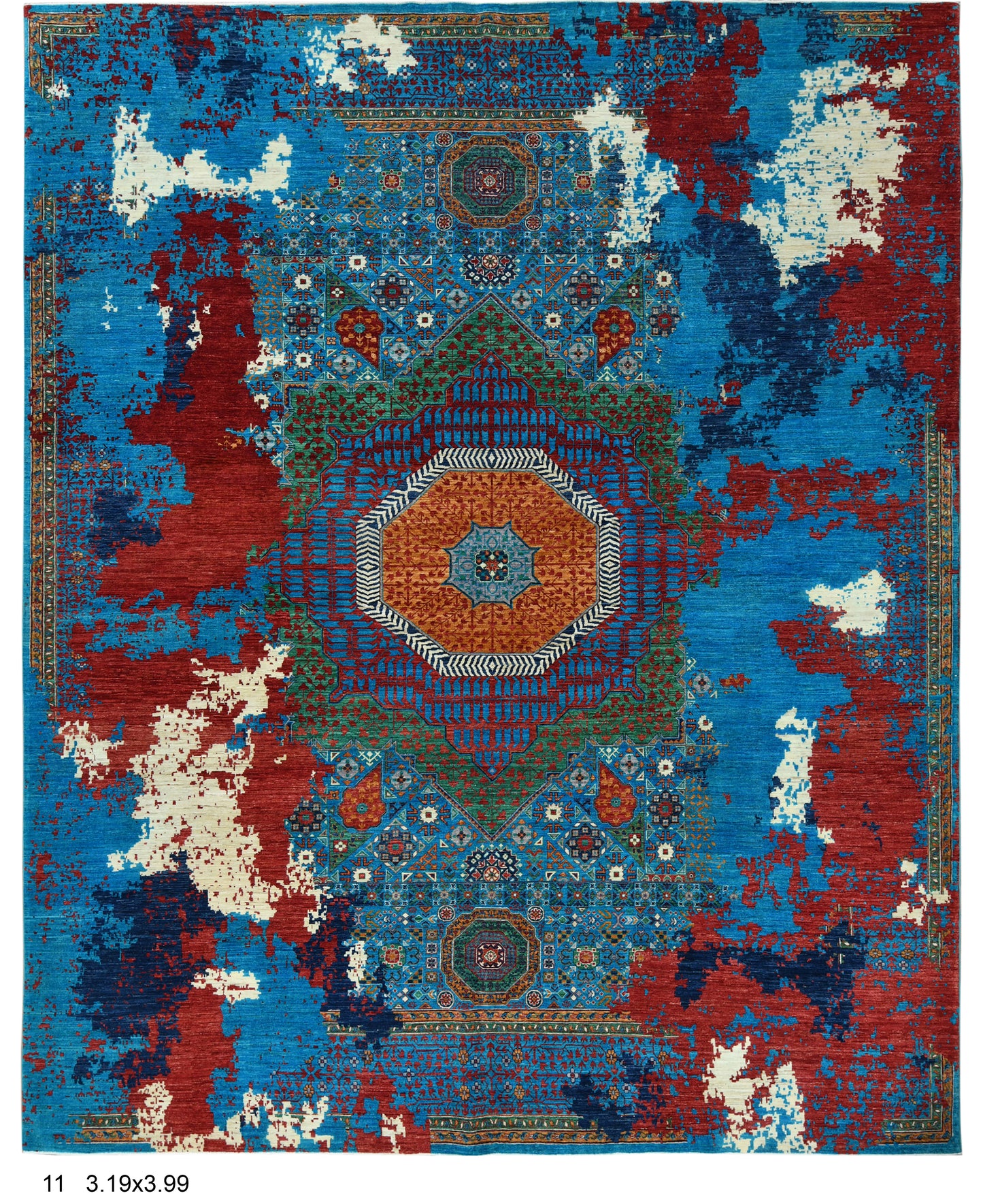 10X13 Mamluk Multicolor Handmade Wool Rug # 14706